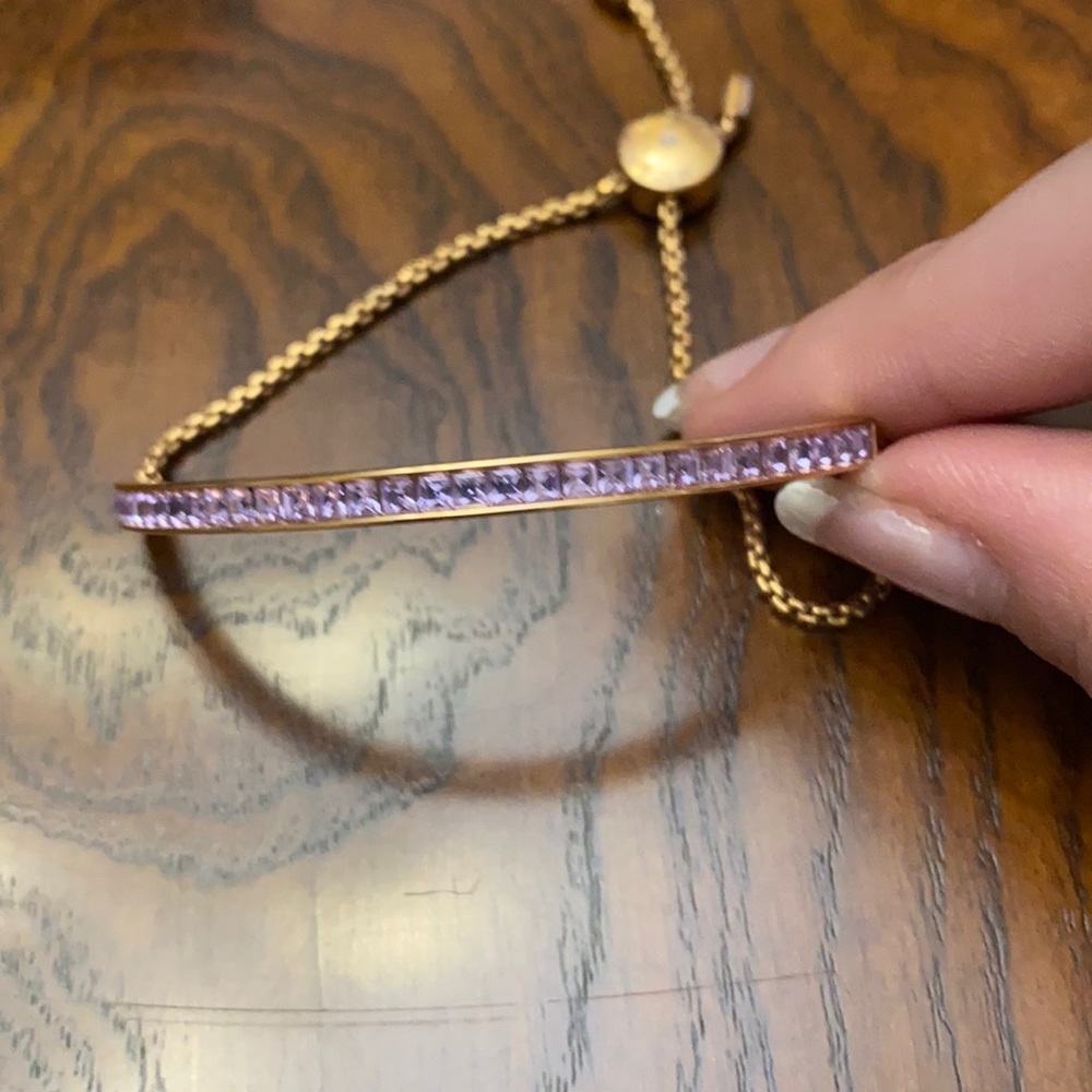 Micheal Kors rose gold and pink pull chord bracelet